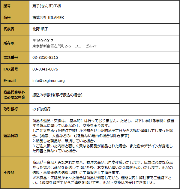 扇子工場-特定商取引の表示