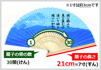 扇子の長さ7寸 扇子の骨の数30間