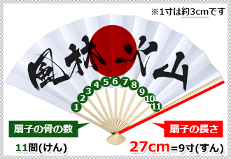 扇子の長さ9寸 扇子の骨の数11間